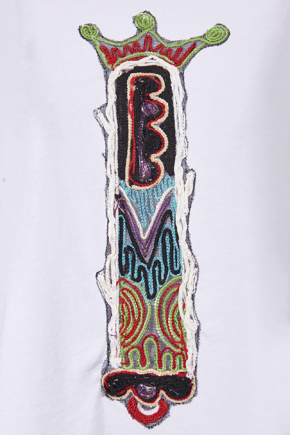 Save The Queen T-shirt bianca con ricamo applicato Shopping Online