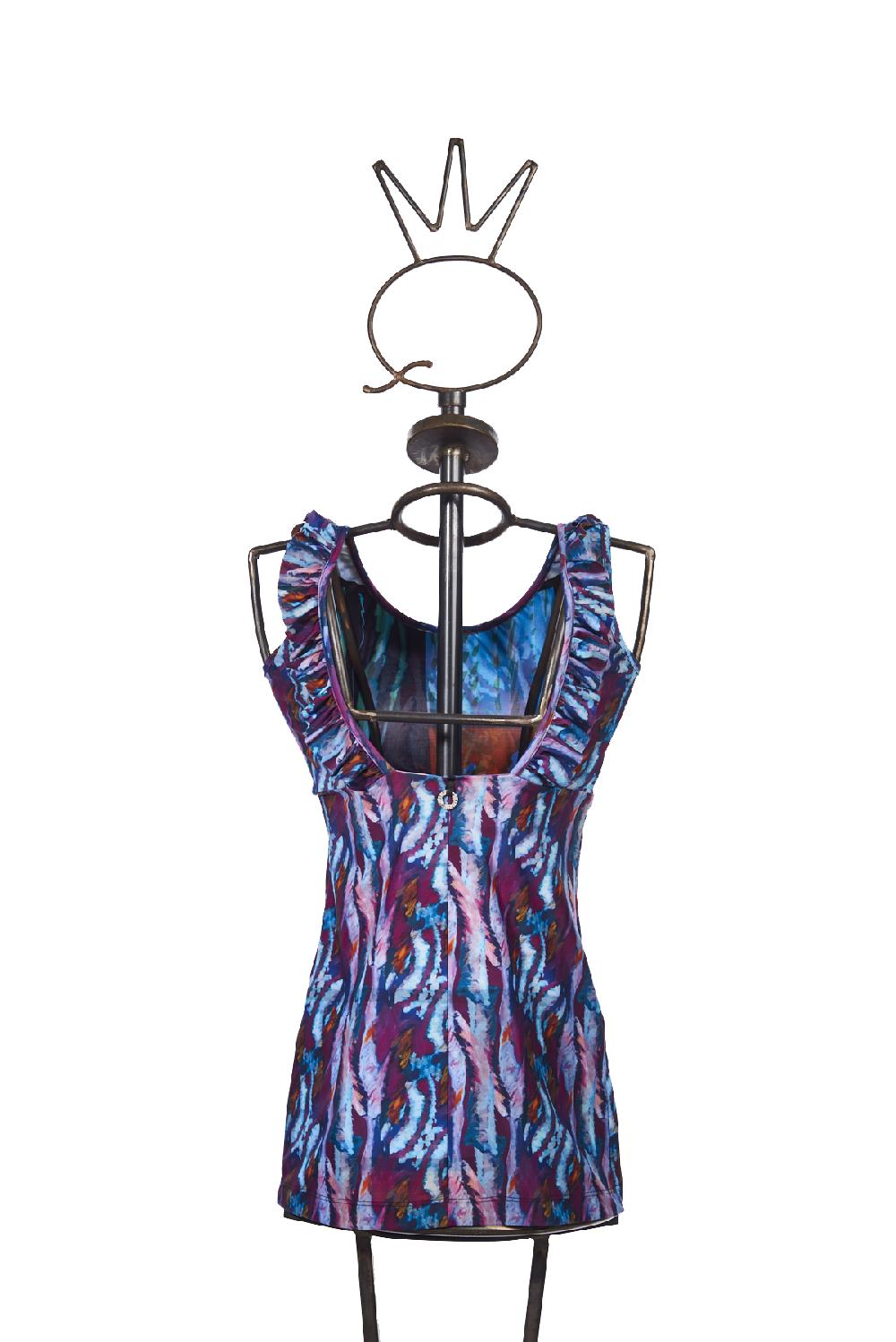 Save The Queen Top in jersey stampato con rouche Offerta