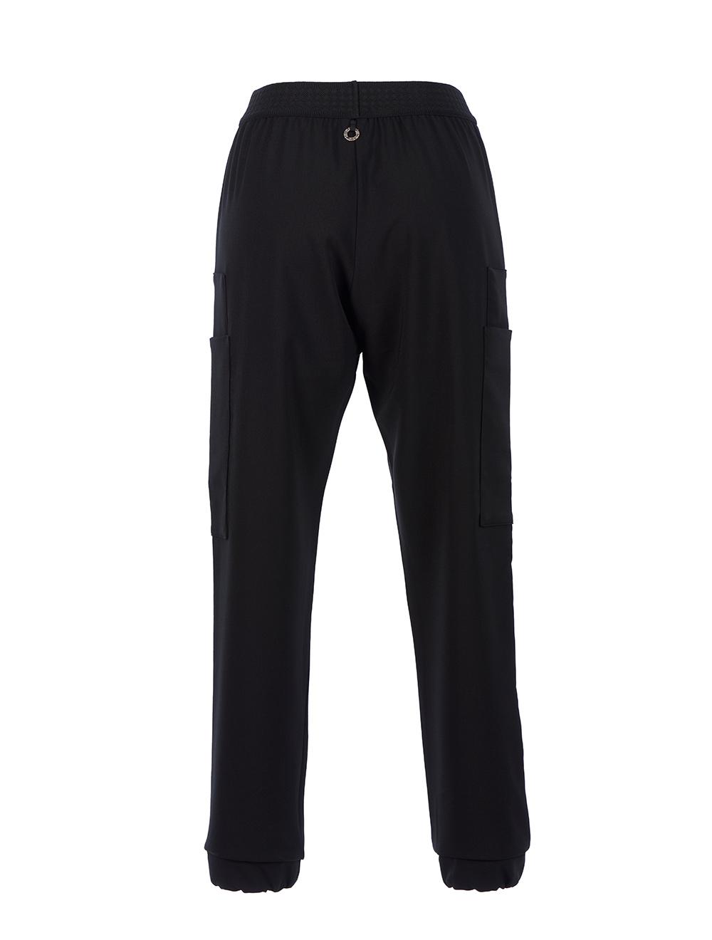 Save The Queen Pantaloni in crepe nero con dettagli di passamaneria Vendite stagionali