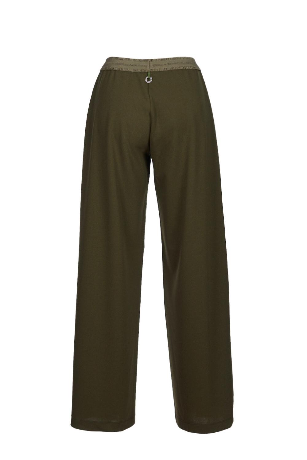 Save The Queen pantaloni in crepe verde oliva elasticizzato Offerta Giorno del Papà
