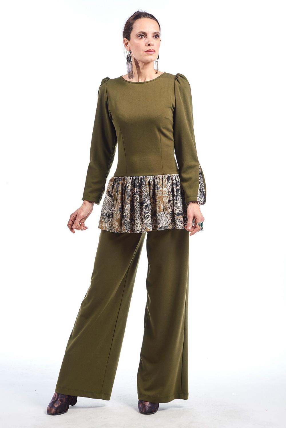 Save The Queen pantaloni in crepe verde oliva elasticizzato Offerta Giorno del Papà