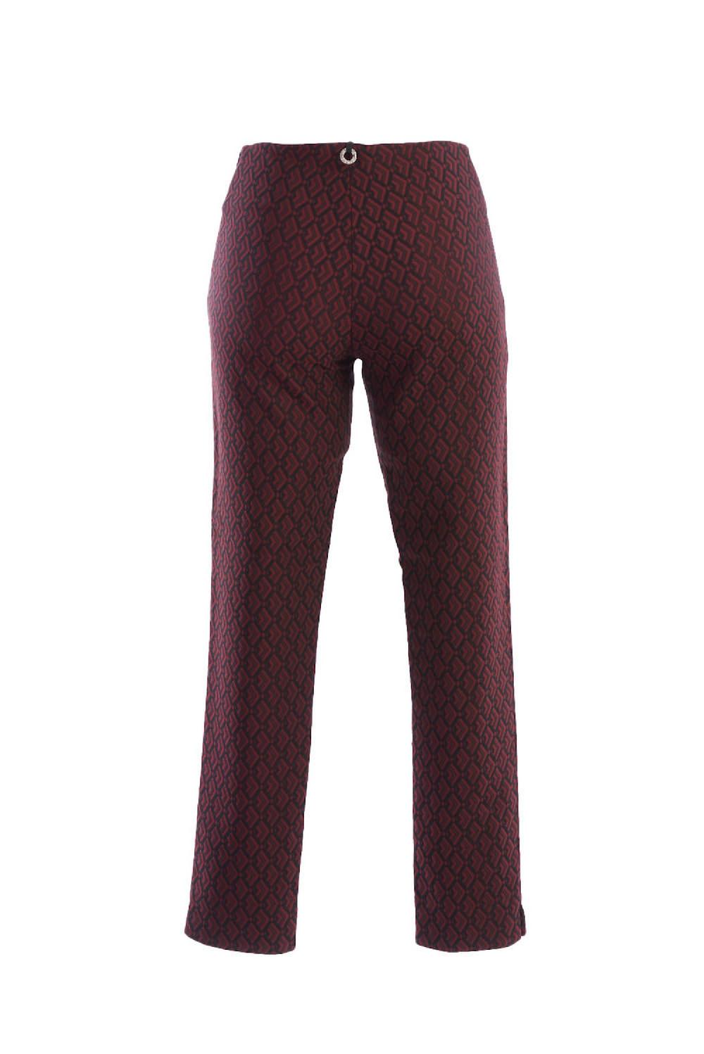 Save The Queen Pantaloni a sigaretta in tessuto jacquard bordeaux nero e viola Latest fashion