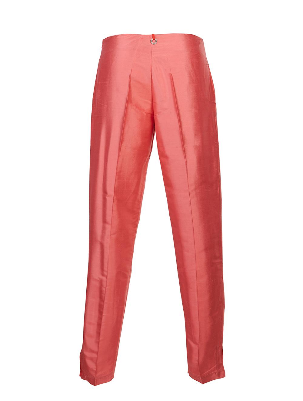 Save The Queen Pantalone in shantung di seta rosa corallo Offerta temporanea