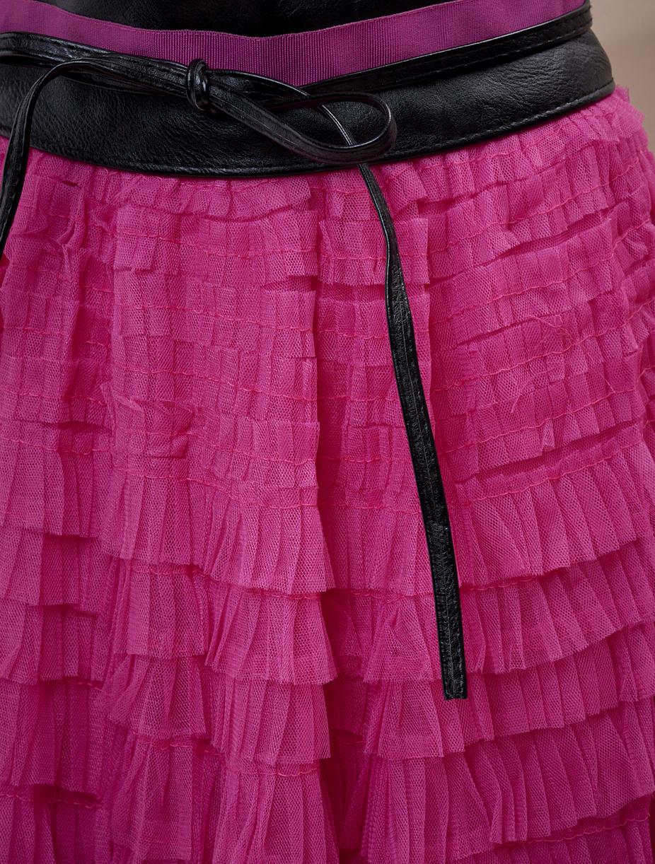 Save The Queen Gonna lunga a balze in tulle fuxia Lightning offer