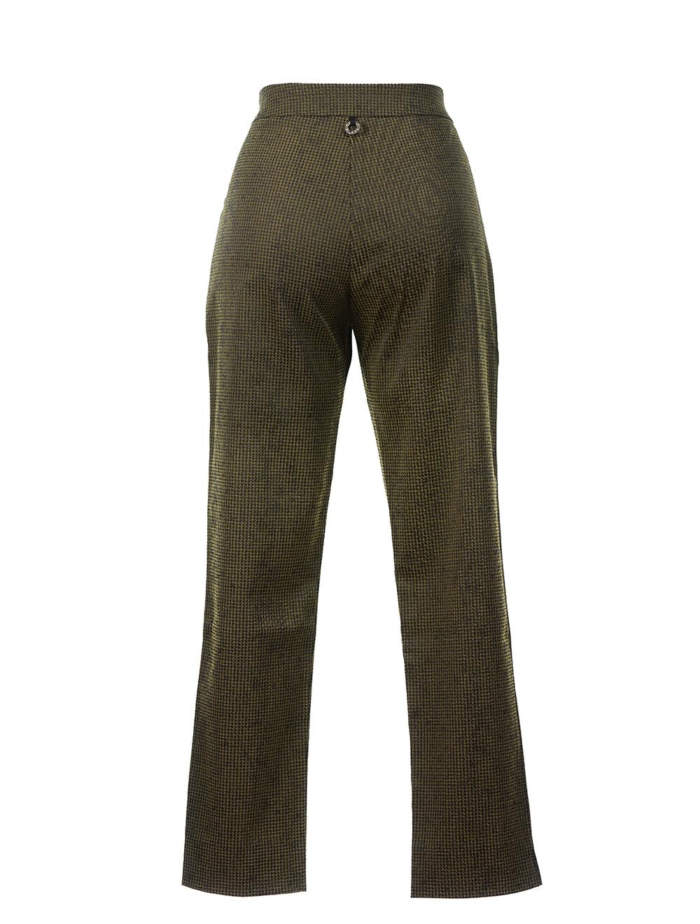 Save The Queen Pantaloni a sigaretta in tessuto jacquard nero e verde Rilascio limitato