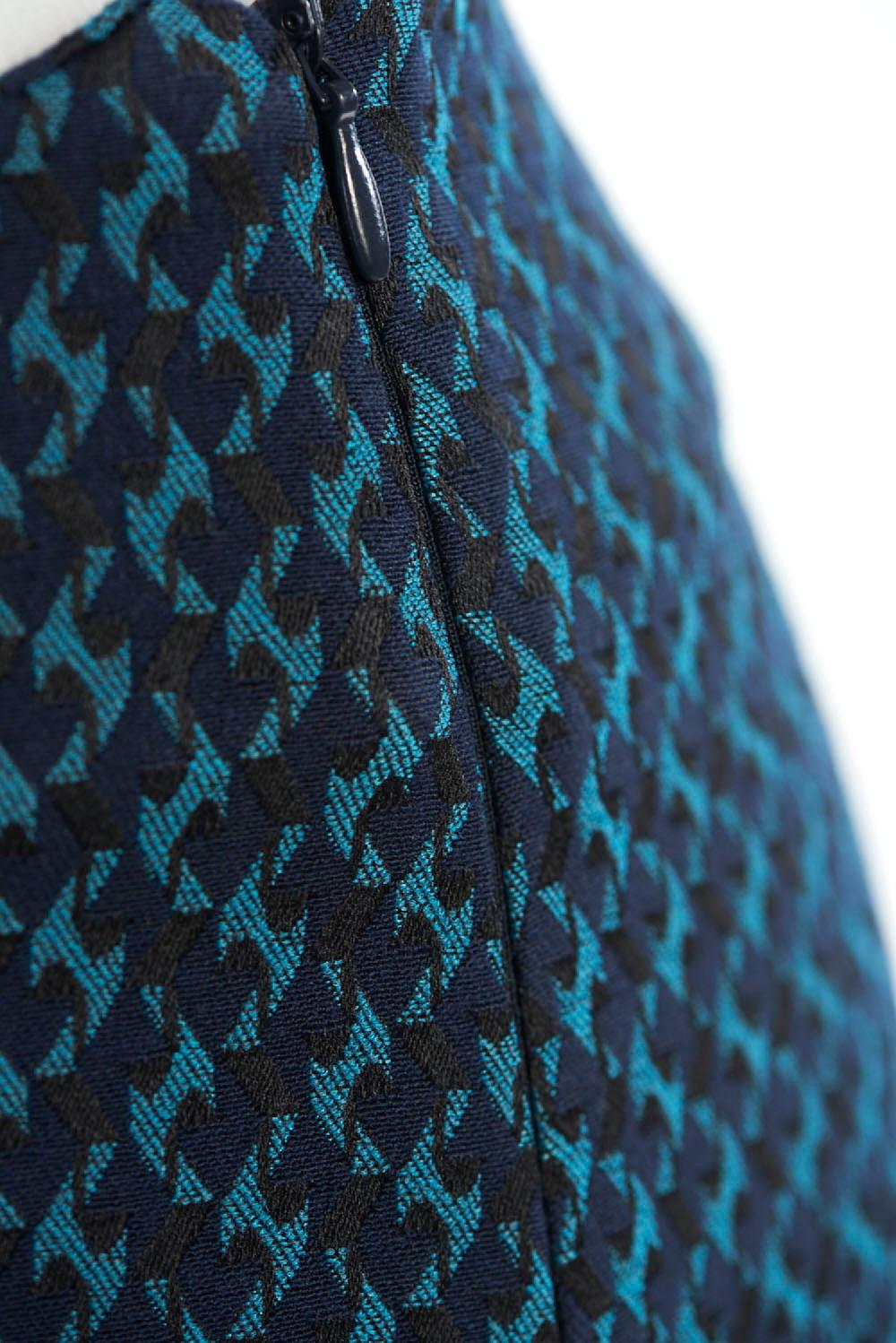 Save The Queen Pantaloni a sigaretta in tessuto jacquard blu azzurro e nero Ultimi tre giorni