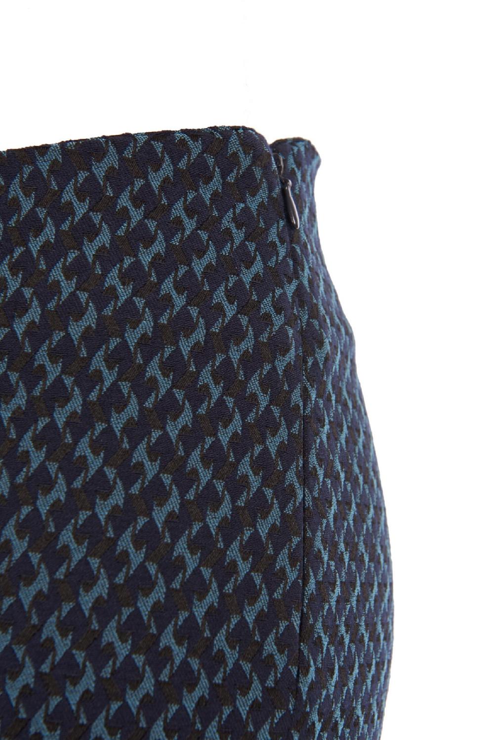 Save The Queen Pantaloni a sigaretta in tessuto jacquard blu azzurro e nero Ultimi tre giorni
