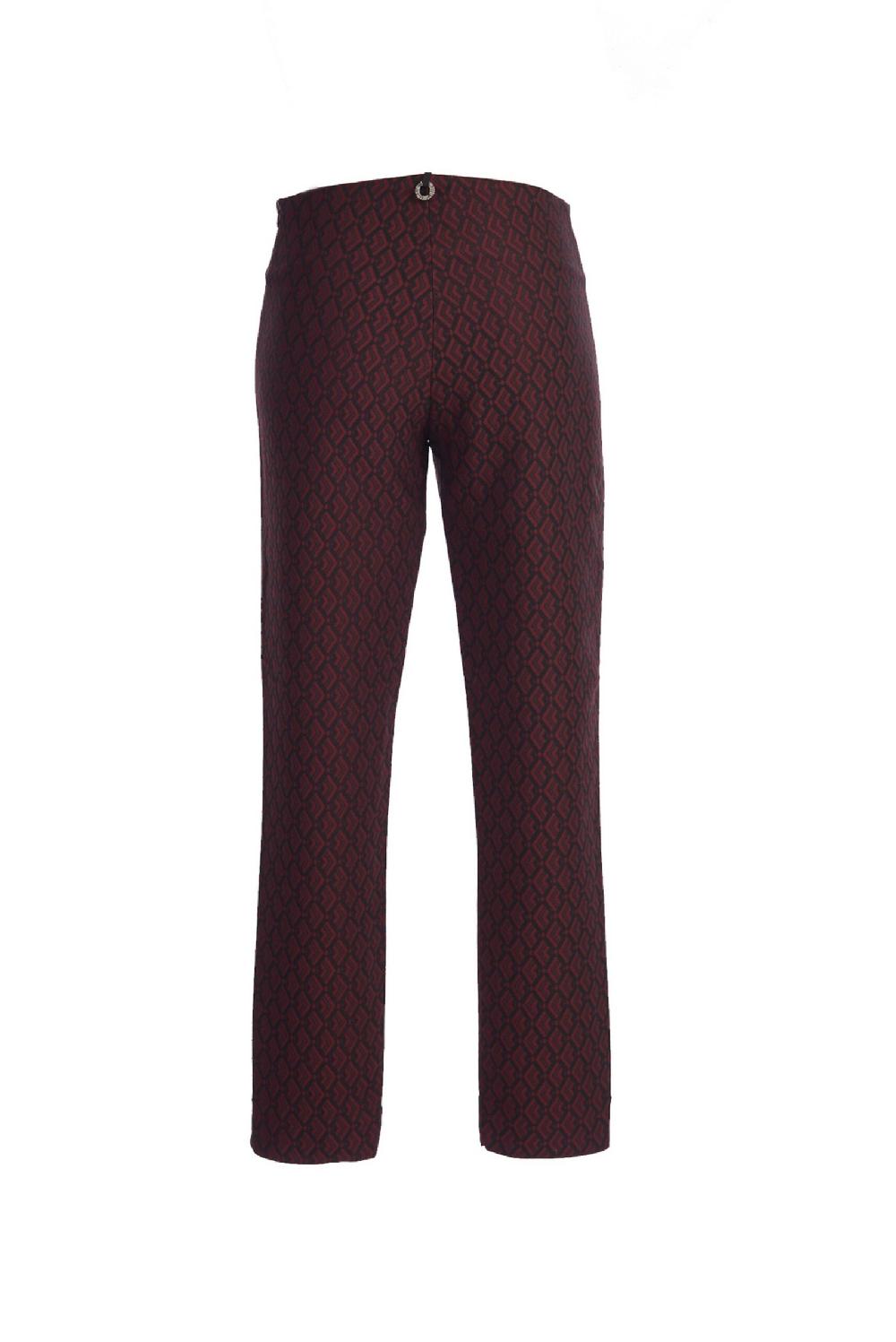 Save The Queen Pantaloni a sigaretta in tessuto jacquard nero e viola ACQUISTA ORA