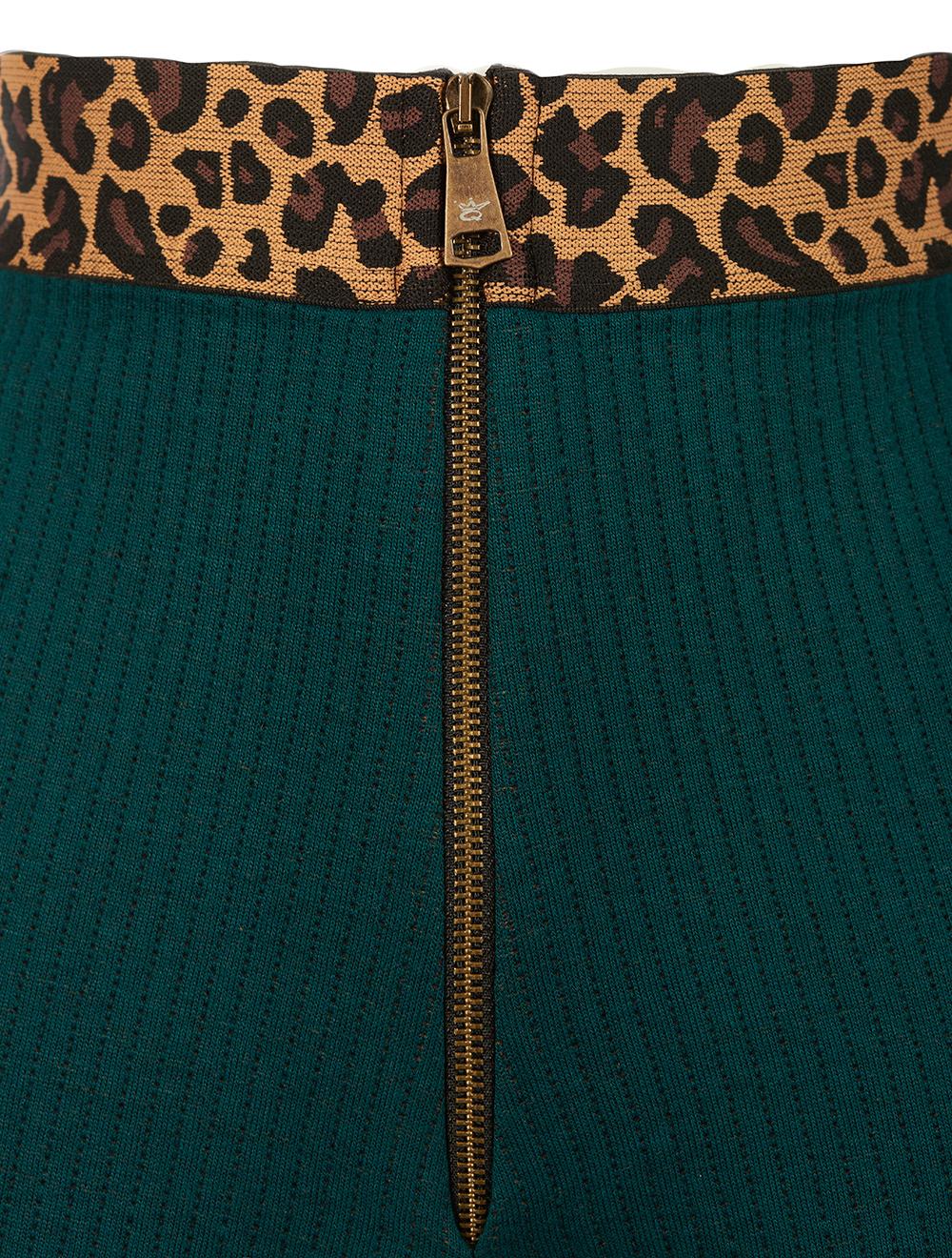 Save The Queen Pantaloni palazzo color petrolio in tessuto di maglia impunturato Ultimo giorno