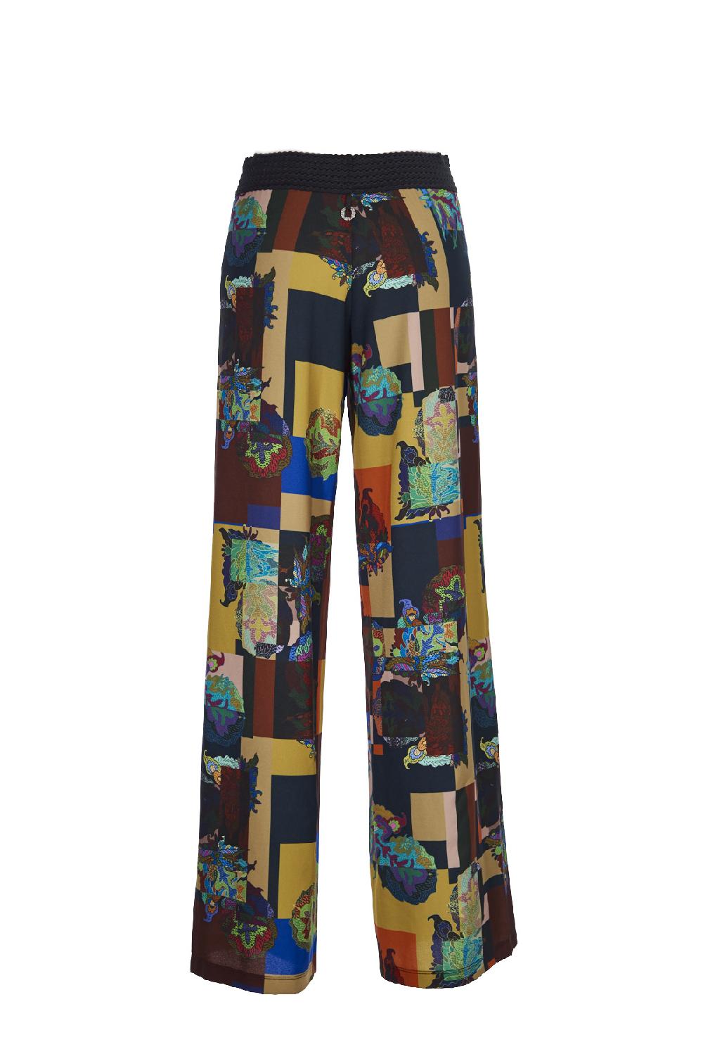 Save The Queen Pantaloni palazzo con stampa dedicata all’Oriente Fino al 60% di sconto