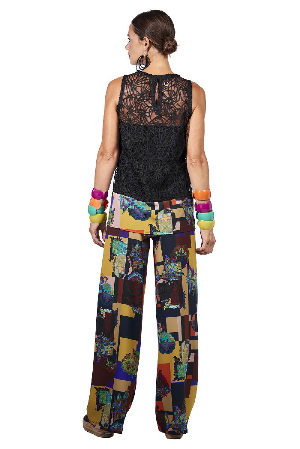 Save The Queen Pantaloni palazzo con stampa dedicata all’Oriente Fino al 60% di sconto