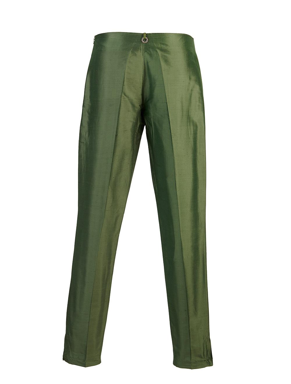 Save The Queen Pantalone in shantung di seta verde bosco Sostegno trimestrale