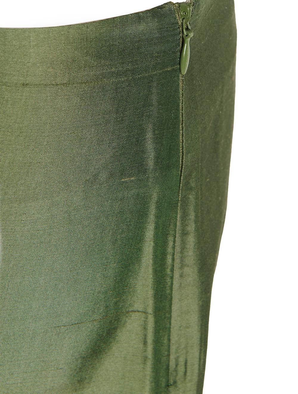 Save The Queen Pantalone in shantung di seta verde bosco Sostegno trimestrale