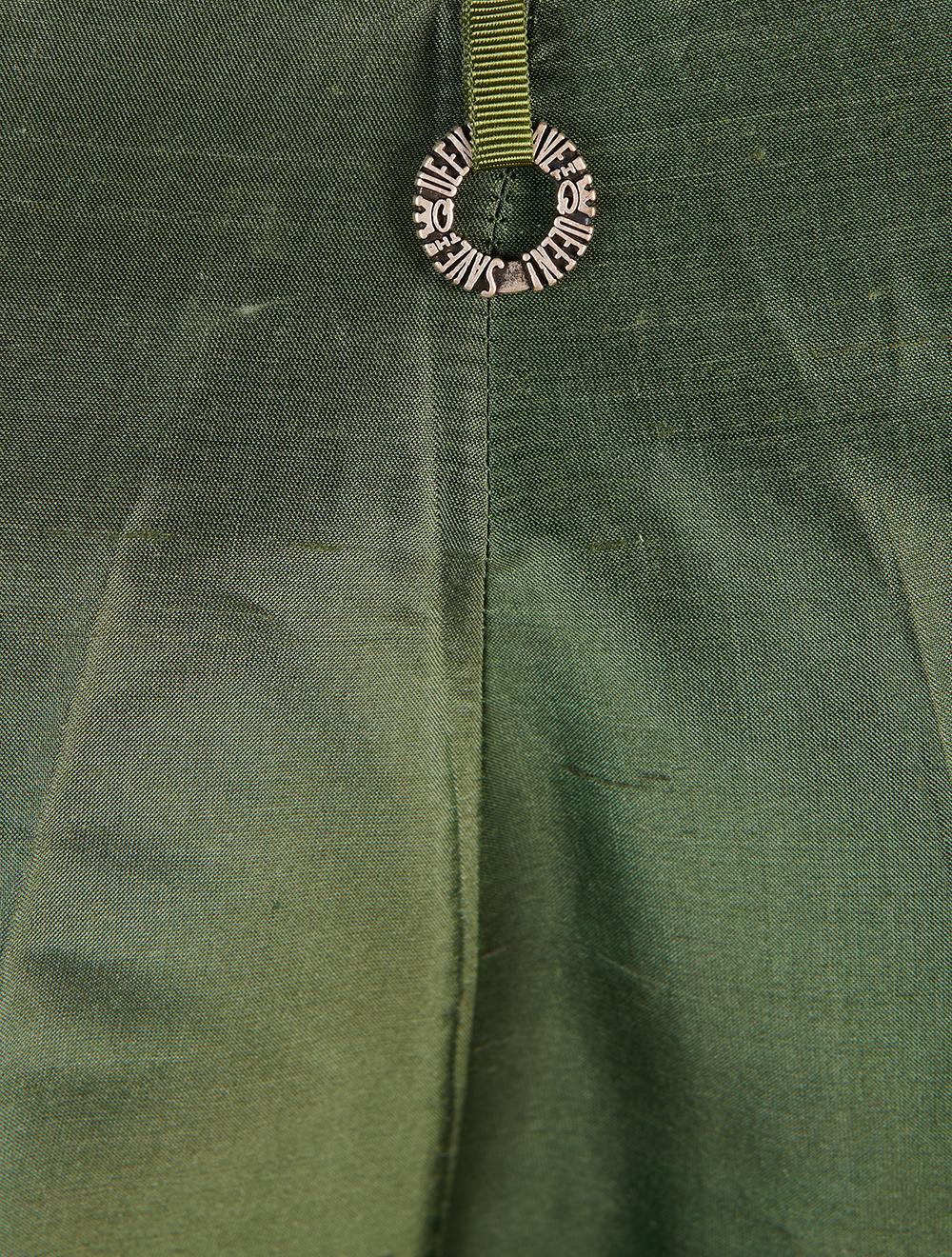 Save The Queen Pantalone in shantung di seta verde bosco Sostegno trimestrale