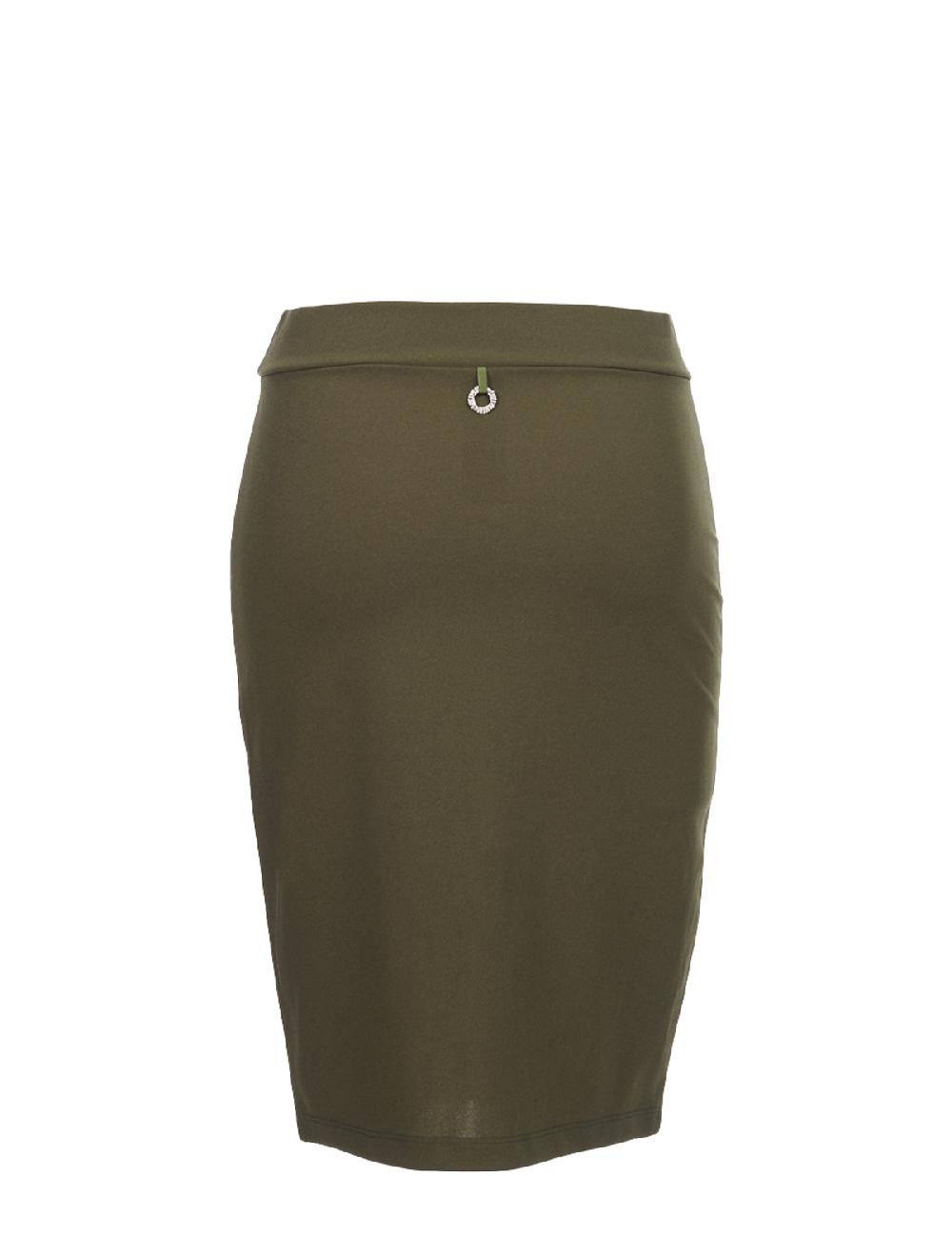 Save The Queen Gonna corta in tessuto stretch verde oliva Esporta salva