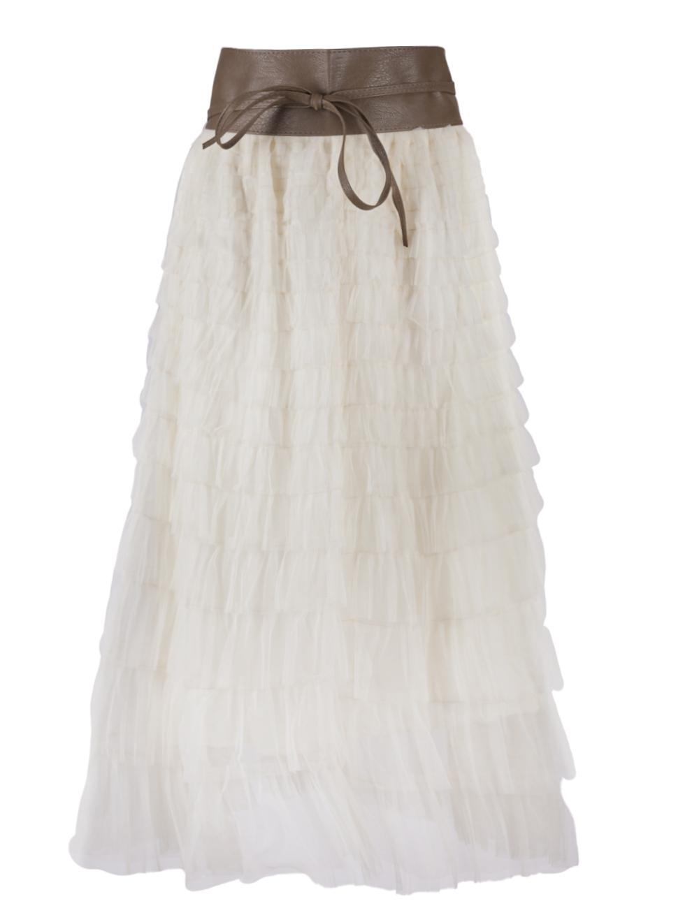 Save The Queen Gonna lunga a balze in tulle color panna Italia