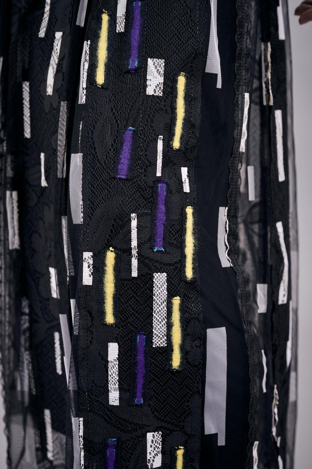 Save The Queen Gonna in tulle con stampa geometrica nera e beige Nuovo