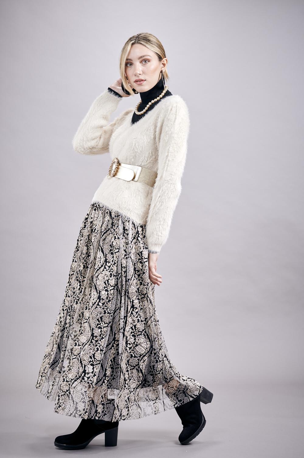 Save The Queen Gonna in pizzo e tulle nera e beige Qualità