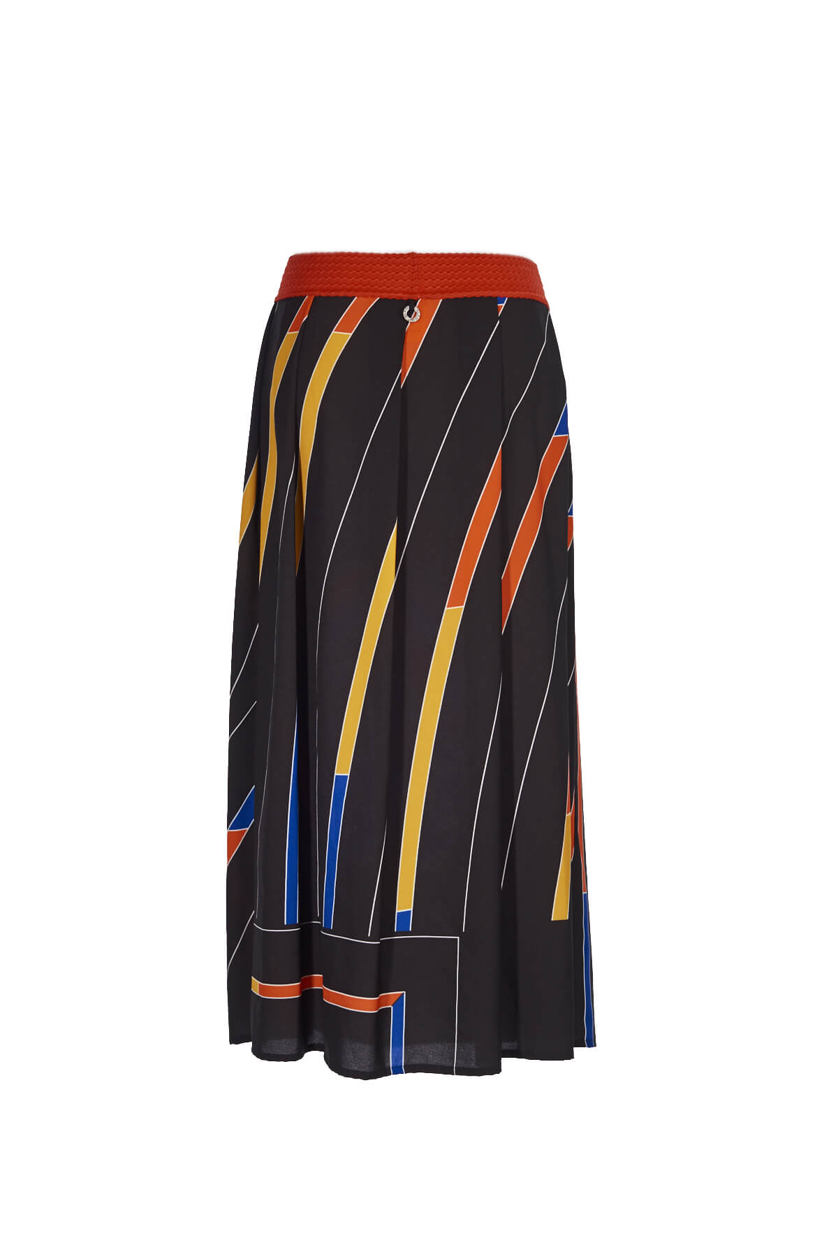Save The Queen Gonna lunga in crepe con stampa new wave Sconto