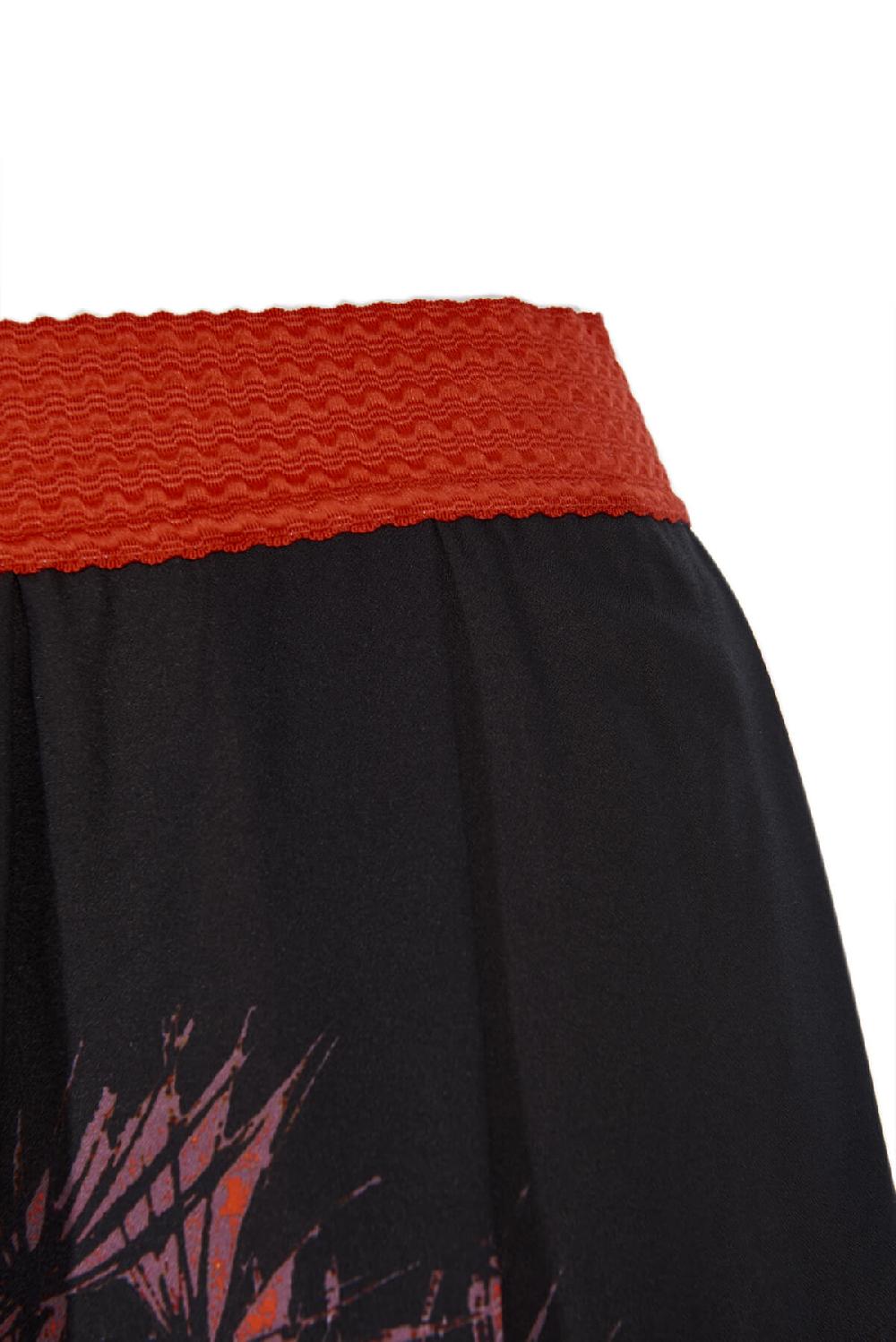 Save The Queen Gonna lunga in crepe con stampa new wave Sconto