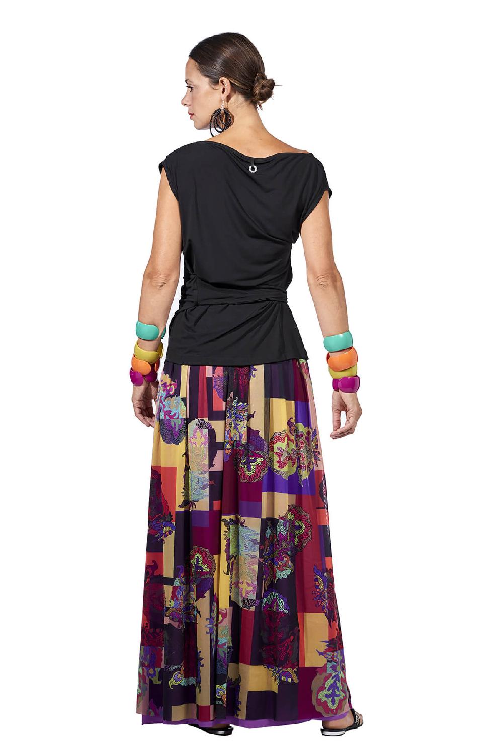 Save The Queen Gonna lunga a pieghe in tulle stampato Offerta