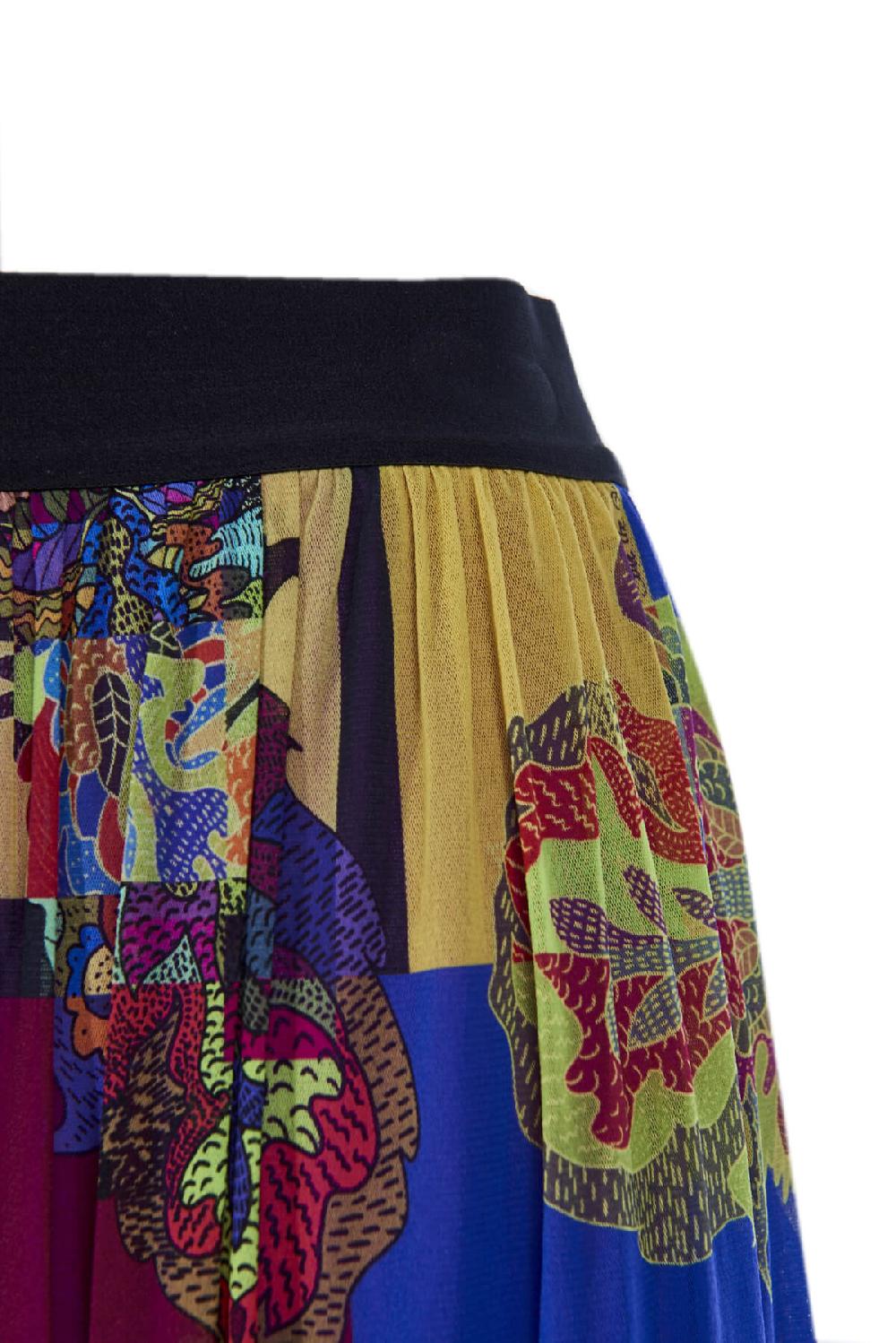 Save The Queen Gonna lunga a pieghe in tulle stampato Offerta