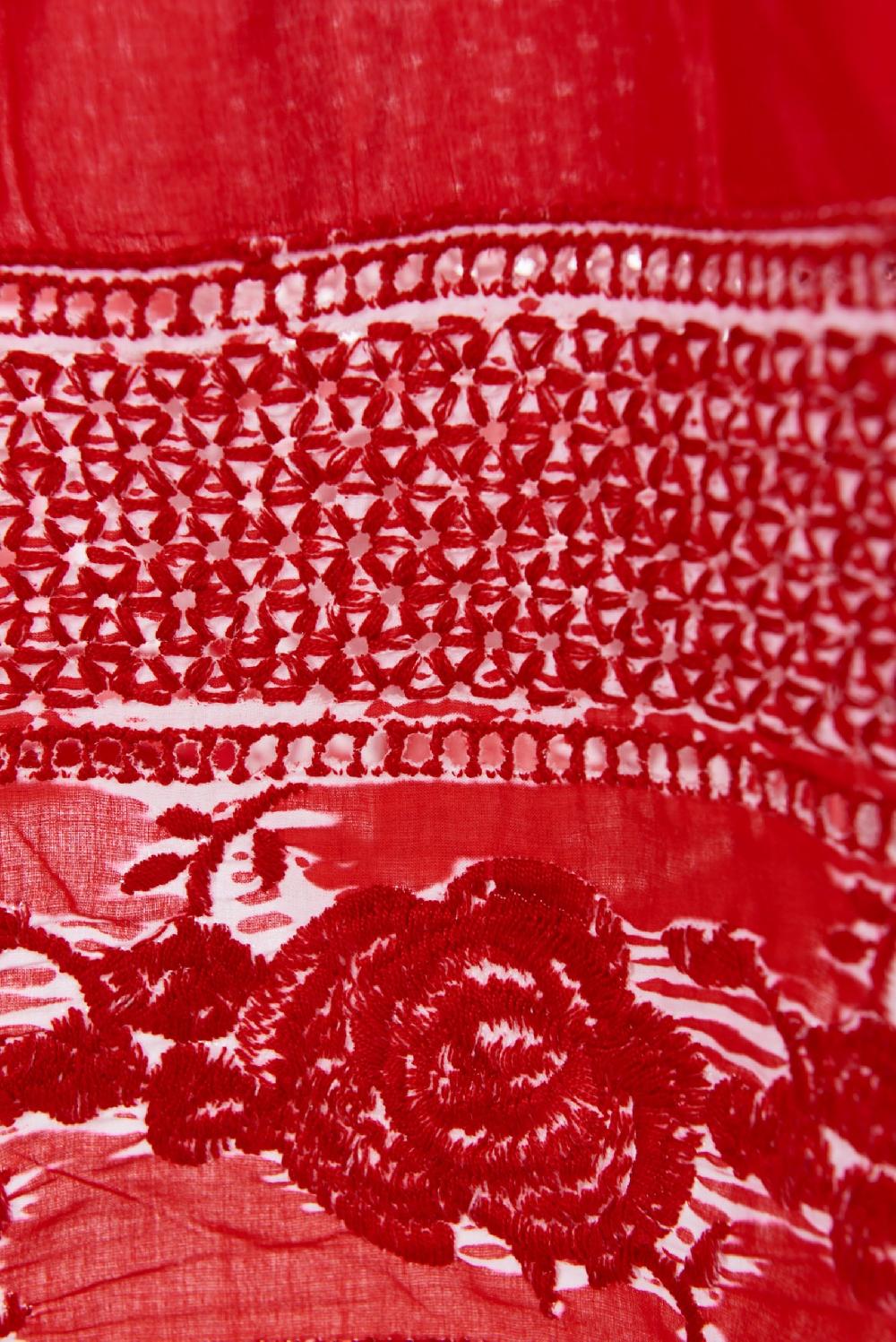 Save The Queen Gonna lunga in cotone rosso e Sangallo Vendita Economica