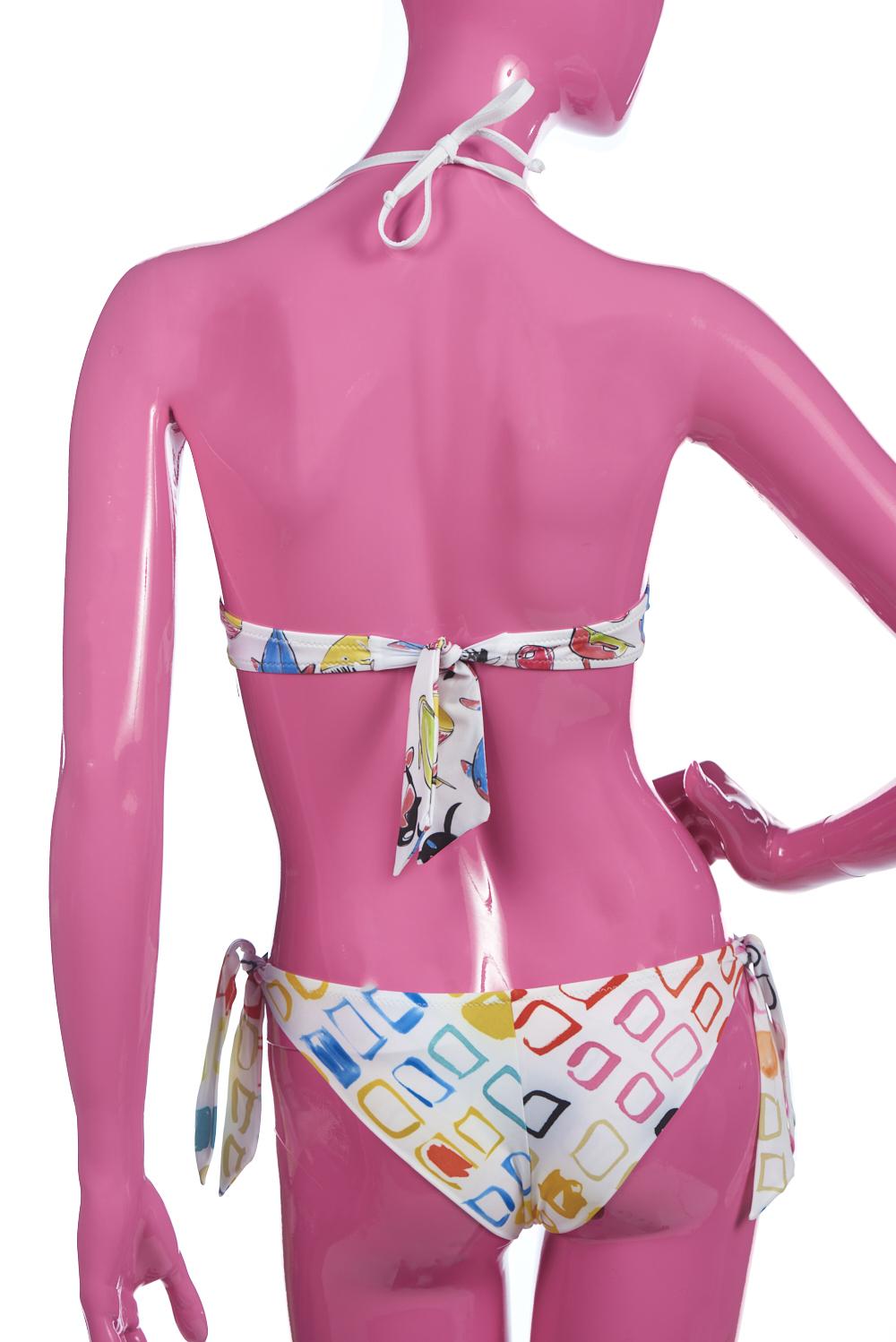 Save The Queen Bikini con reggiseno a coppa push-up con stampa pesci e geometrica Comprare a buon mercato