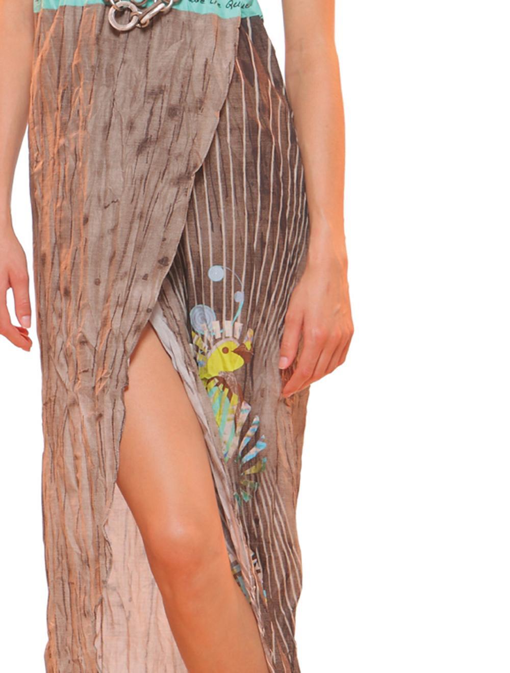 Save The Queen Vestito lungo marrone in cotone con stampa Offerta natalizia