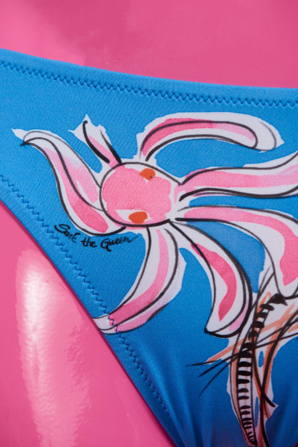 Save The Queen Bikini celeste a triangolo con stampa polipi e meduse Fino al 55% di sconto