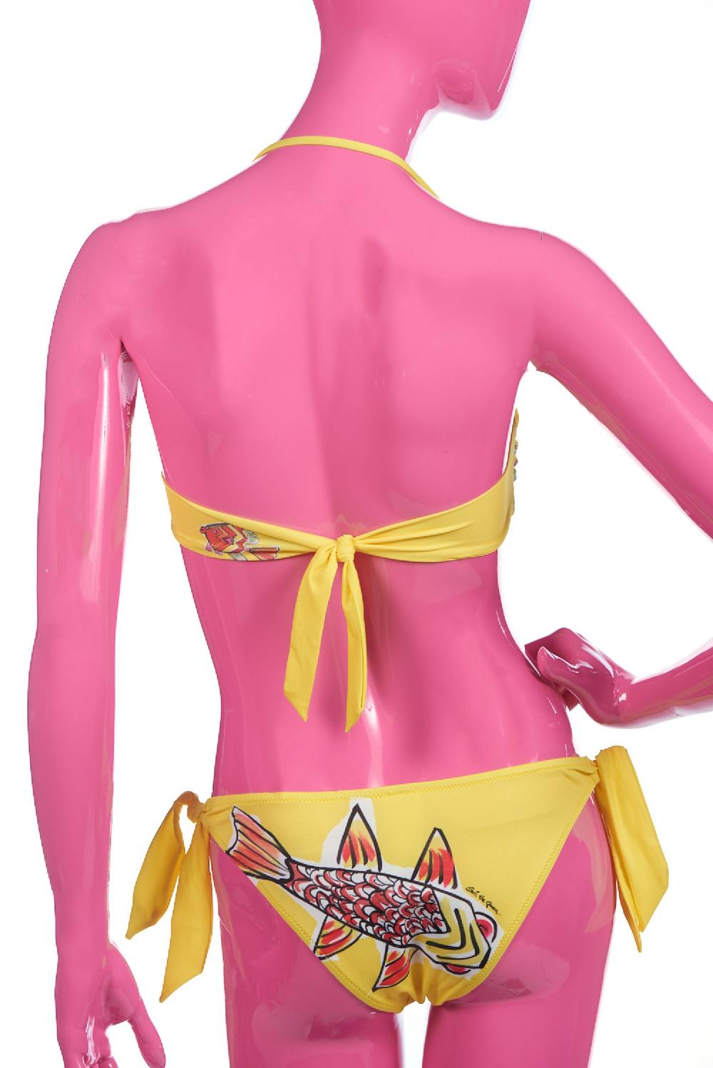Save The Queen Bikini giallo a fascia con stampa pesci Discount Store per i nuovi prodotti