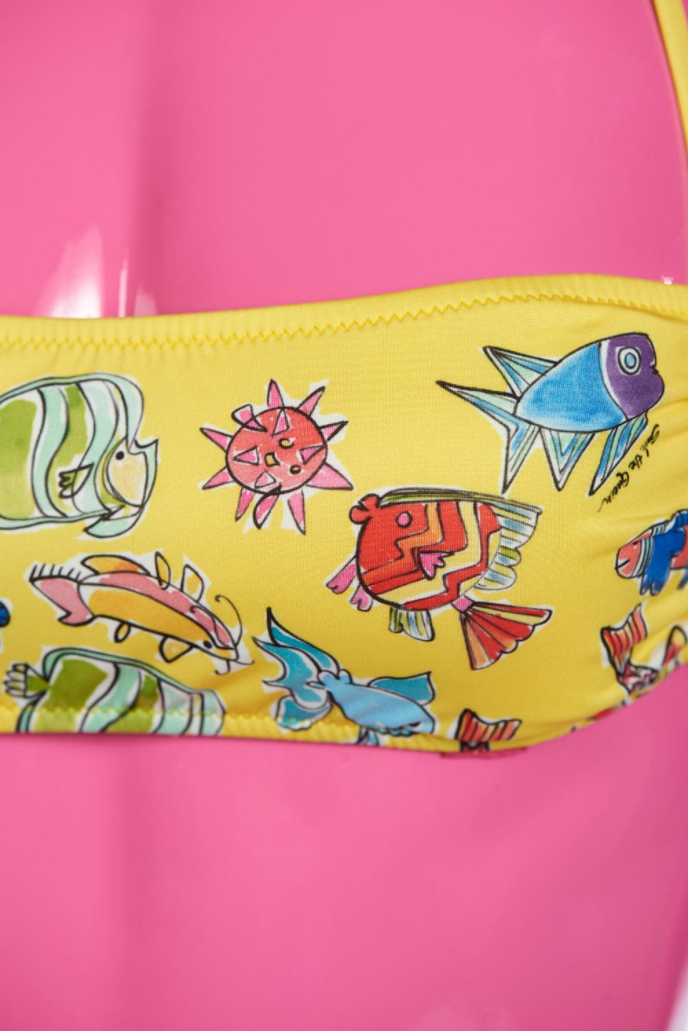 Save The Queen Bikini giallo a fascia con stampa pesci Discount Store per i nuovi prodotti