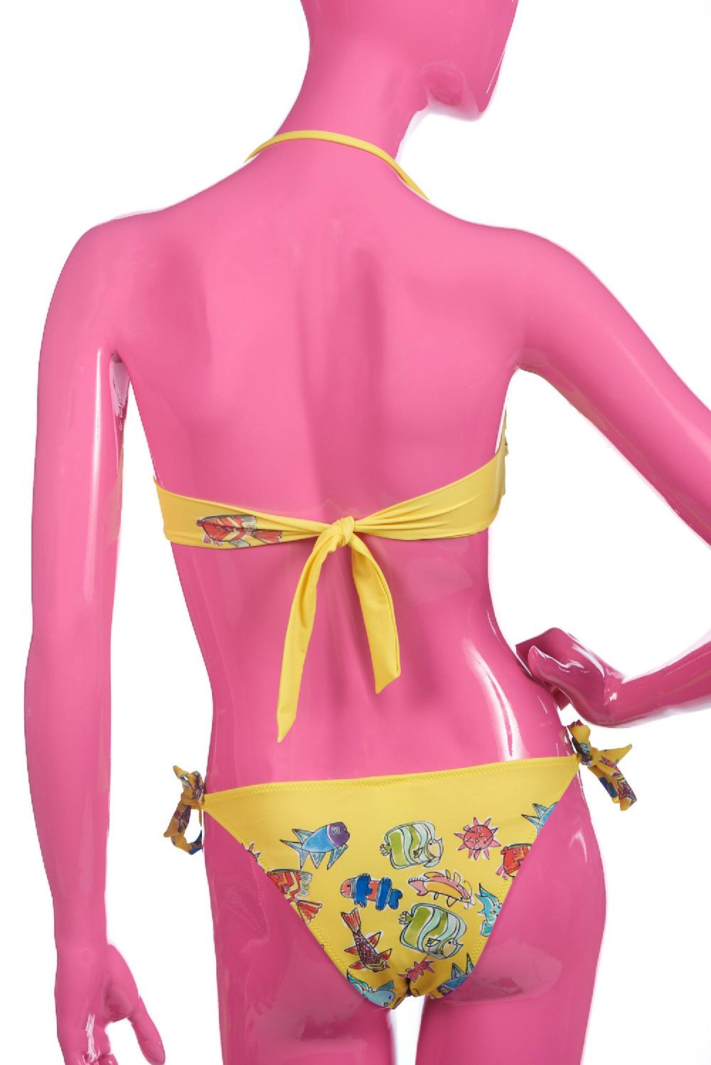 Save The Queen Bikini giallo a fascia con stampa pesci Super sconto