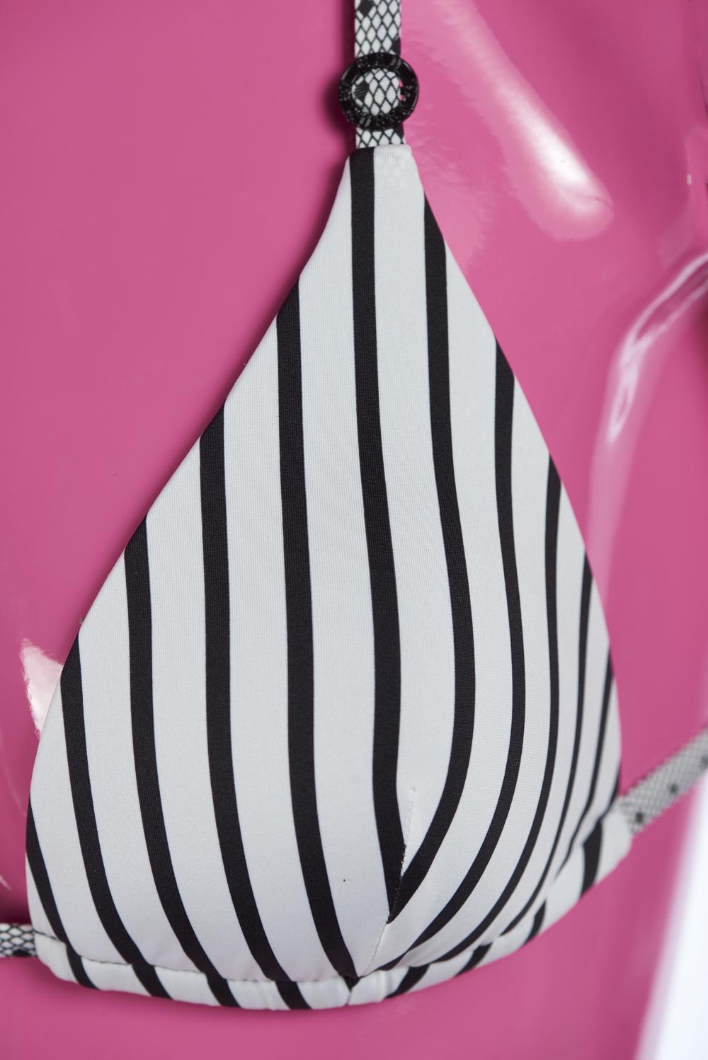 Save The Queen Bikini a triangolo bianco e nero con dettaglio in pizzo 2025