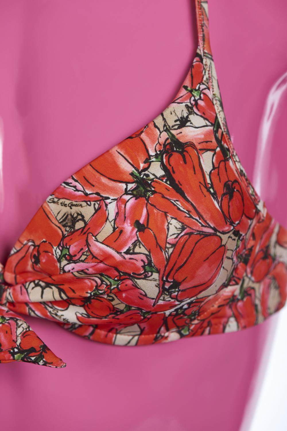 Save The Queen Bikini push up con stampa peperoni Italy