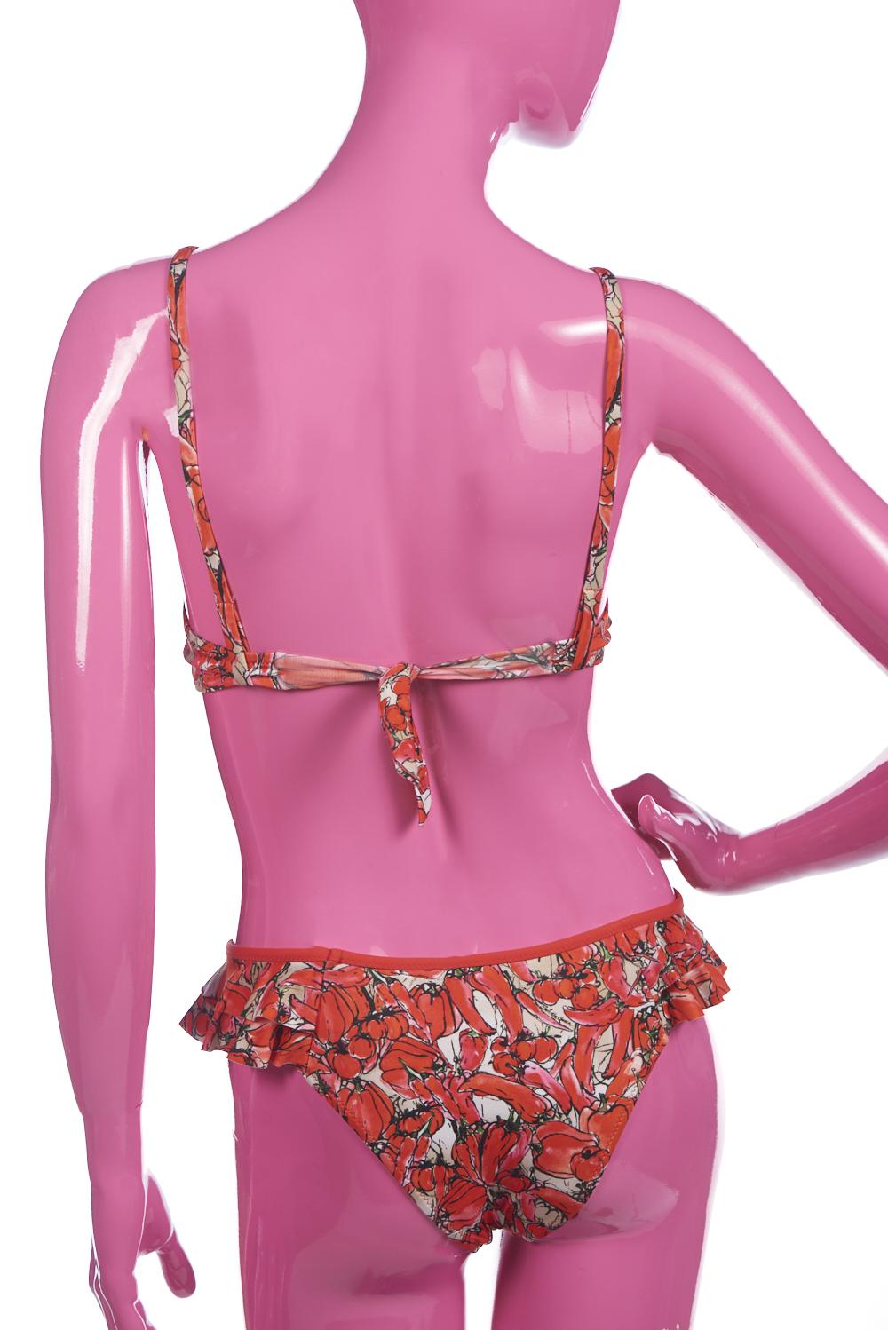 Save The Queen Bikini con coppa con ferretti con stampa peperoni Italia