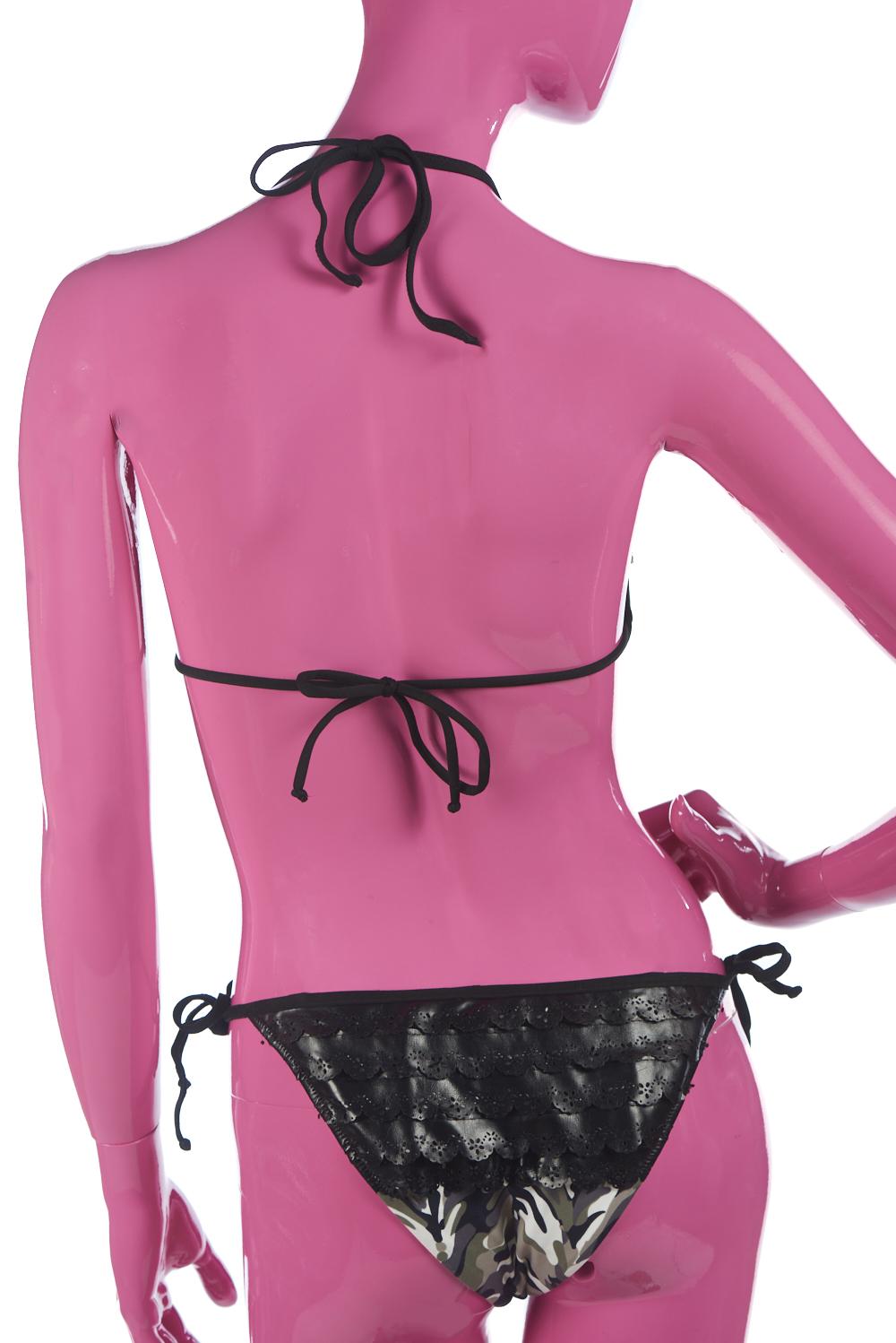 Save The Queen Bikini a triangolo con stampa camouflage e dettagli in eco pelle Qualità