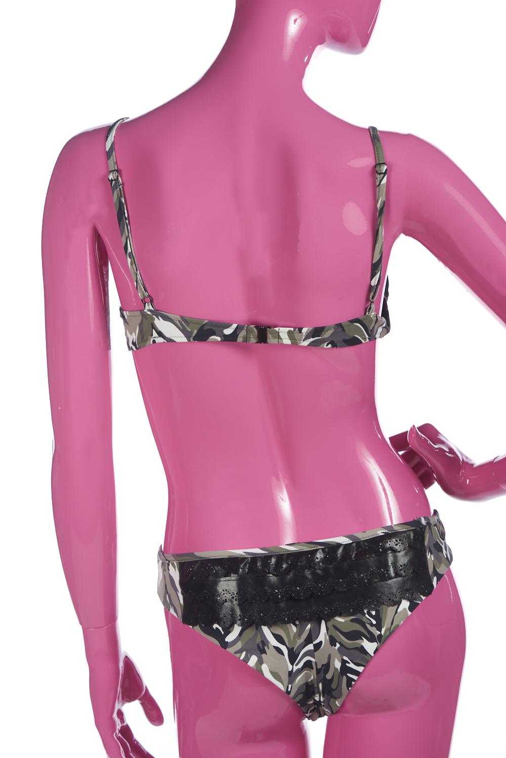 Save The Queen Bikini con reggiseno pus-up con stampa camouflage e dettagli in eco pelle Vendita