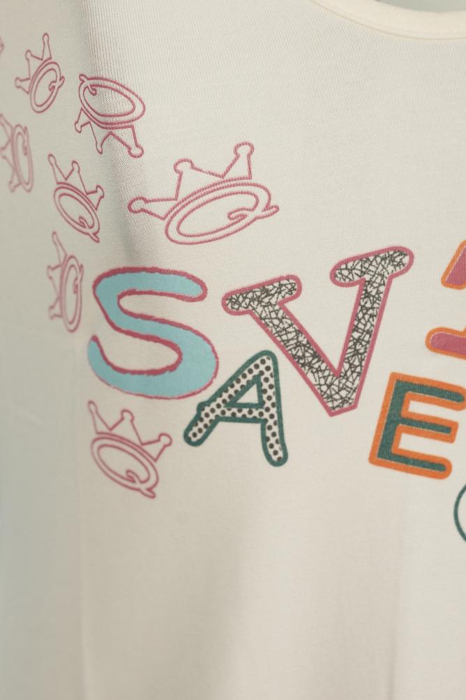 Save The Queen Top stampato Offerta