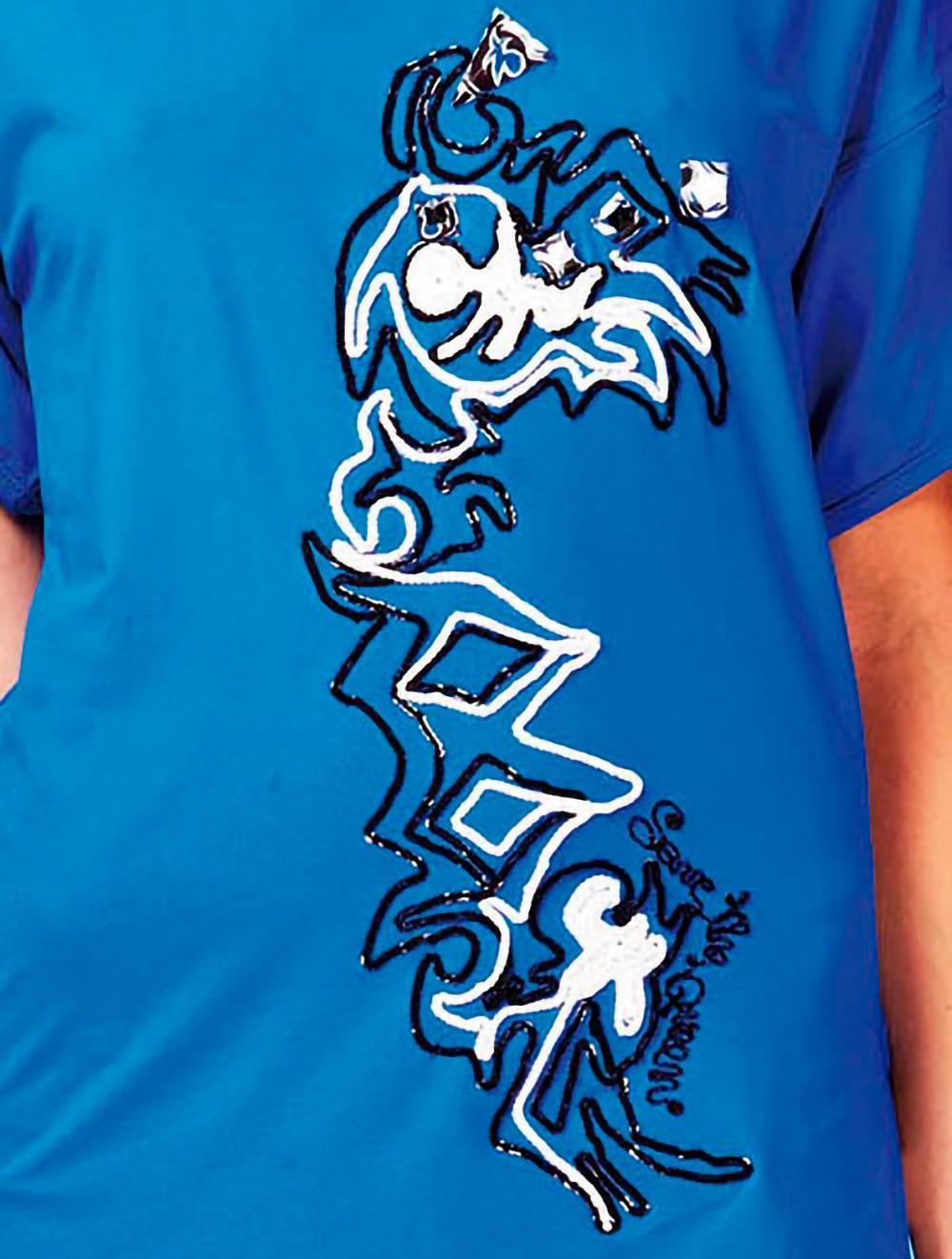 Save The Queen T-shirt bluette con ricamo e applicazioni Bestseller