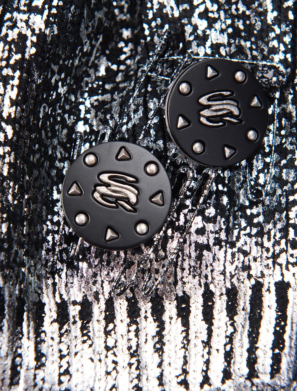 Save The Queen Cappello in maglia nero con effetto laminato argento Offerta settimanale