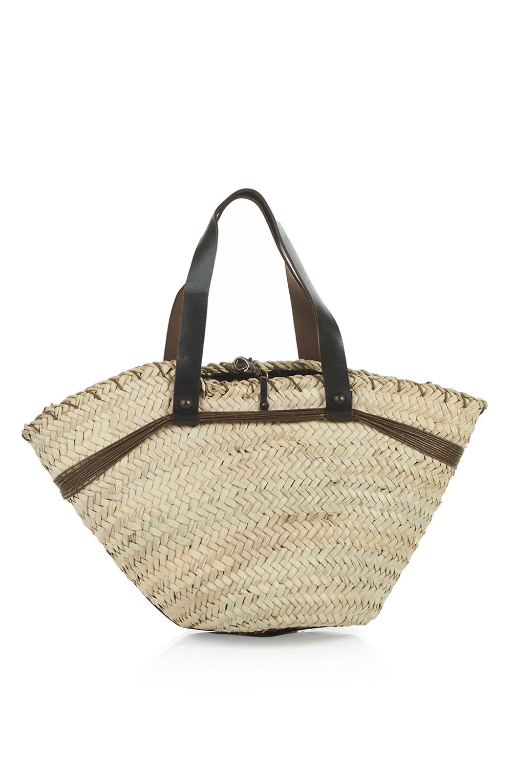 Save The Queen Borsa in paglia e pelle con decorazioni Super sconto