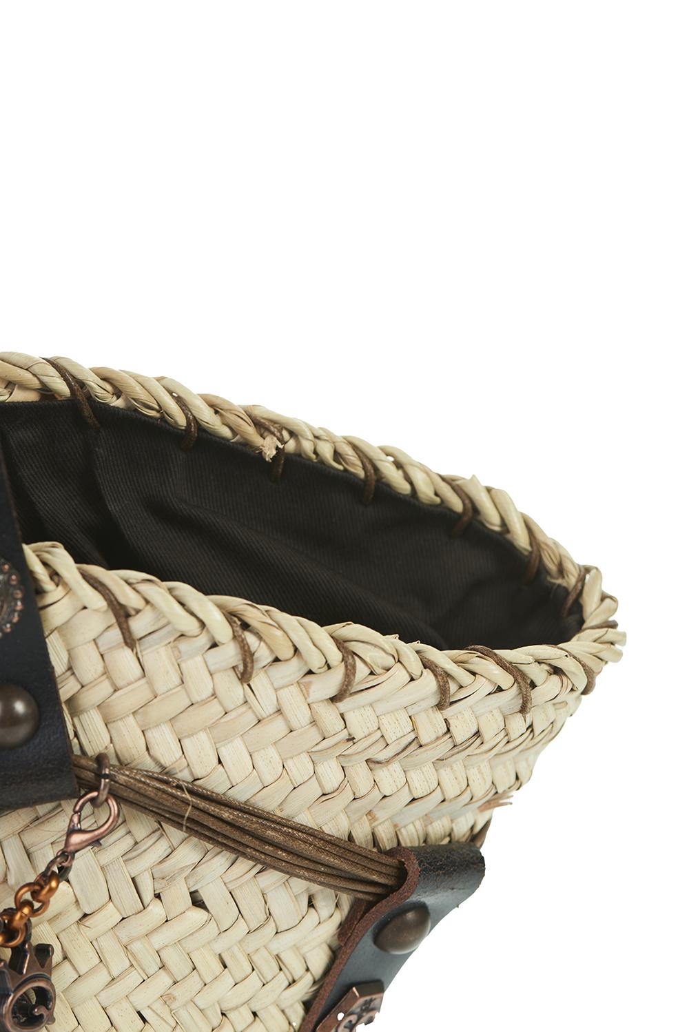Save The Queen Borsa in paglia e pelle con decorazioni Super sconto