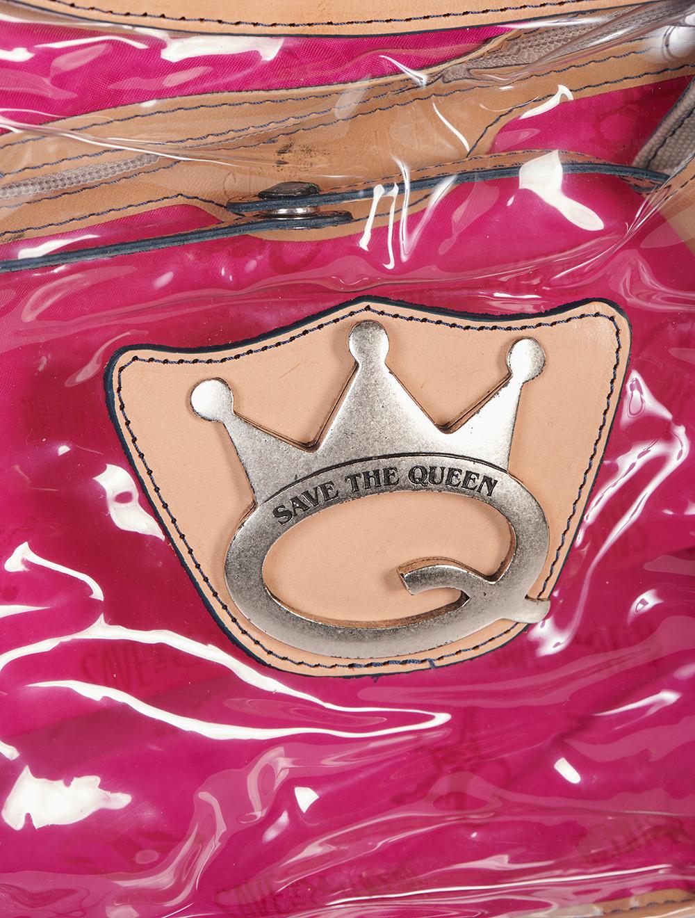 Save The Queen Borsa media trasparente con dettagli in tela e cuoio Enormi sconti