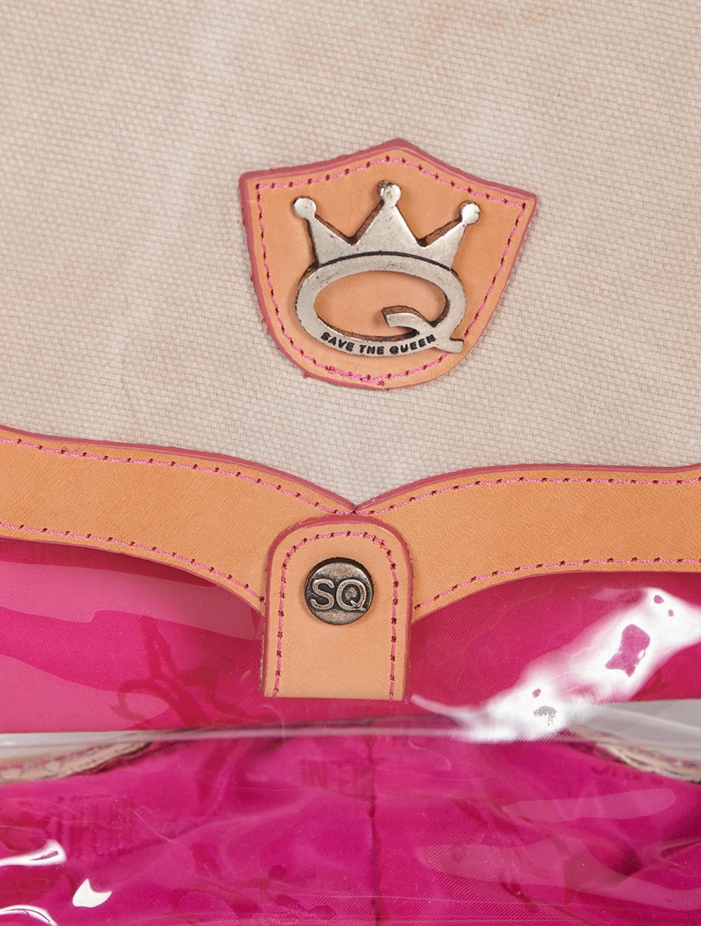 Save The Queen Borsa piccola trasparente con dettagli in tela e cuoio 50% di sconto con spedizione gratuita