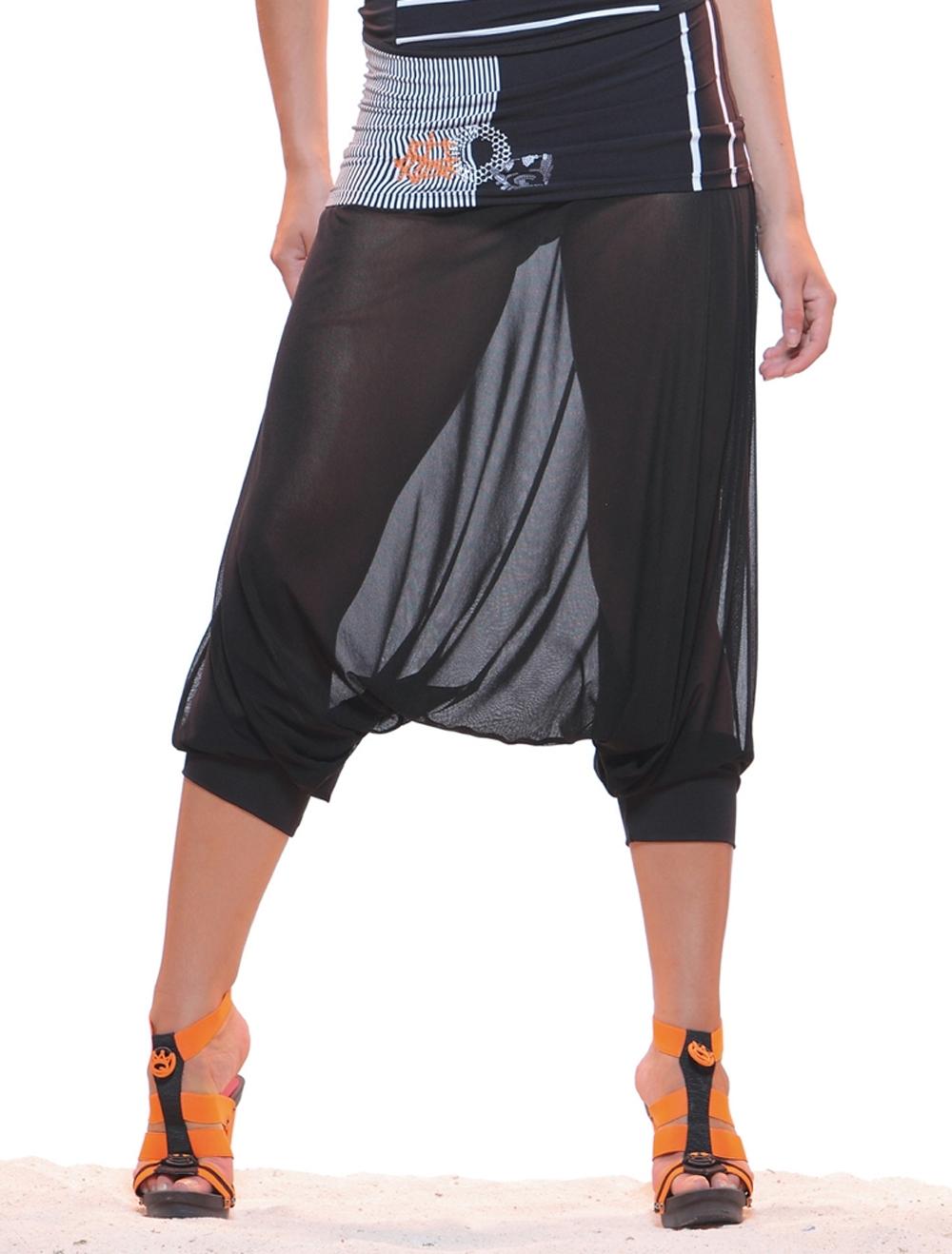 Save The Queen Pantalone in stile orientale nero a righe bianche e nere con paillettes Fino Al -60%