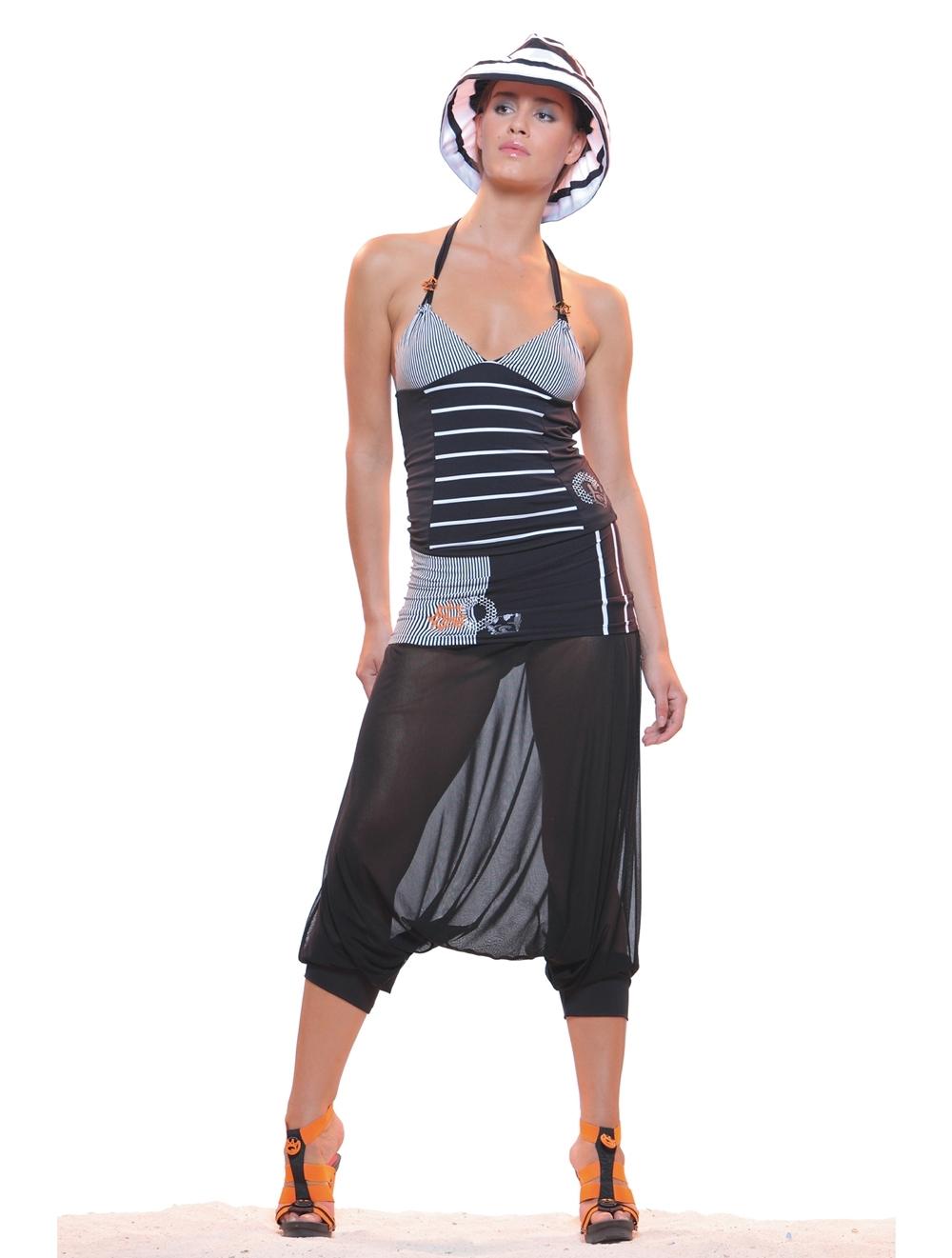 Save The Queen Pantalone in stile orientale nero a righe bianche e nere con paillettes Fino Al -60%