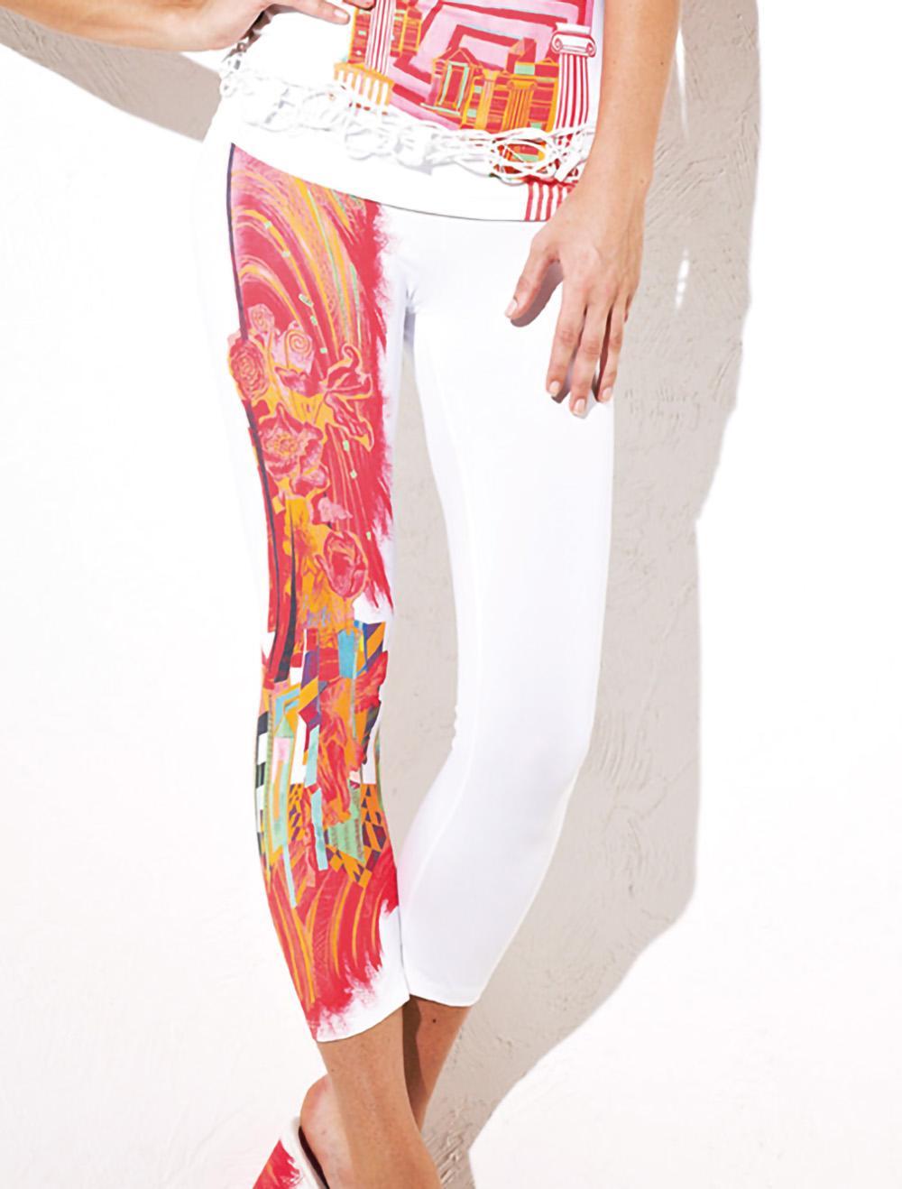 Save The Queen Leggings Capri bianco con stampa fantasia Shopping Online