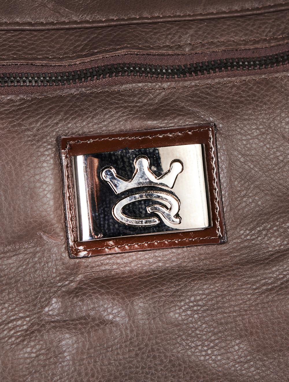Save The Queen Borsa in eco pelle lucida e pelle marrone Saldi