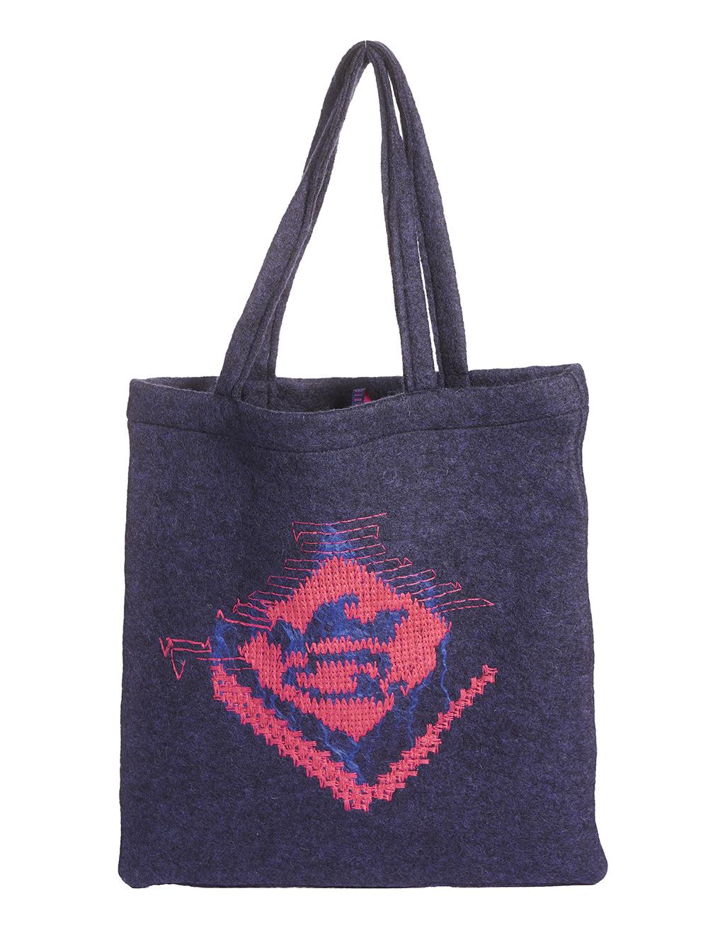 Save The Queen Borsa shopper in lana con ricamo Saldi Di Fabbrica